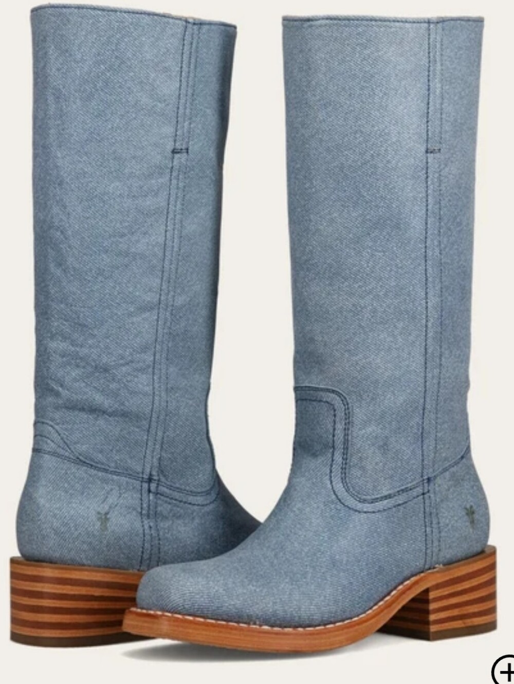 New In Box Frye Light Blue Denim LookCampus 14L Women's Knee-High Boots Size 8.5